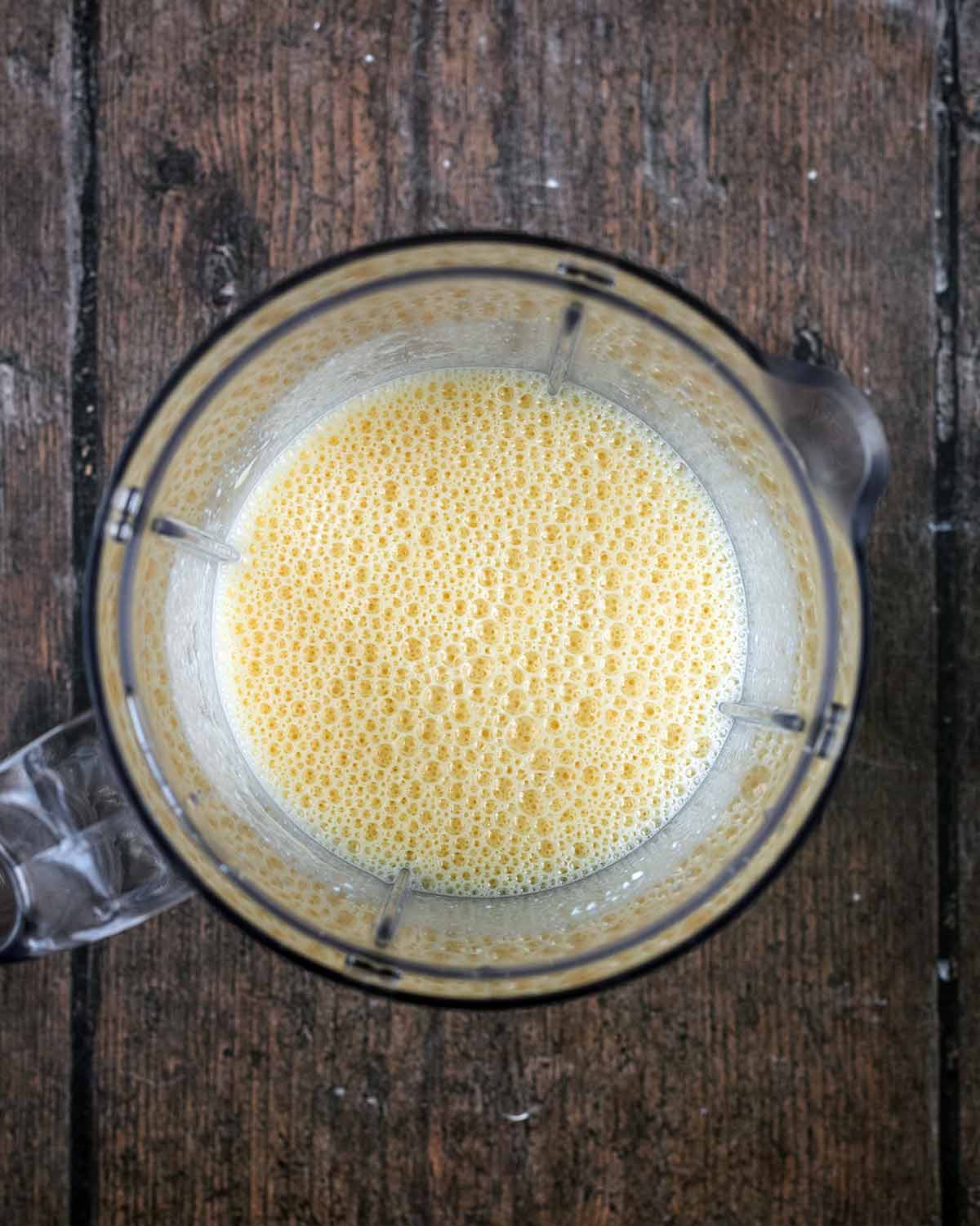 Everything whisked together in the jug.