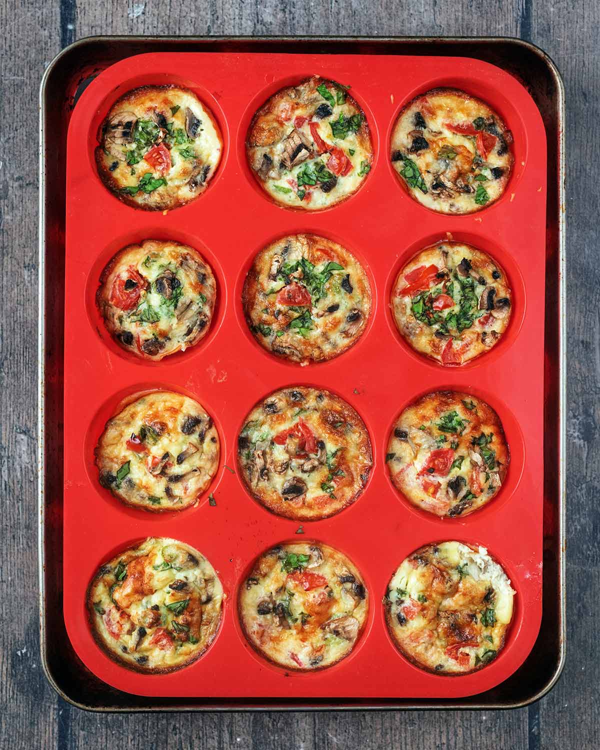 Cooked egg mites in the silicone tray.
