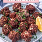 Cottage Cheese Meatballs with a text overlay title.
