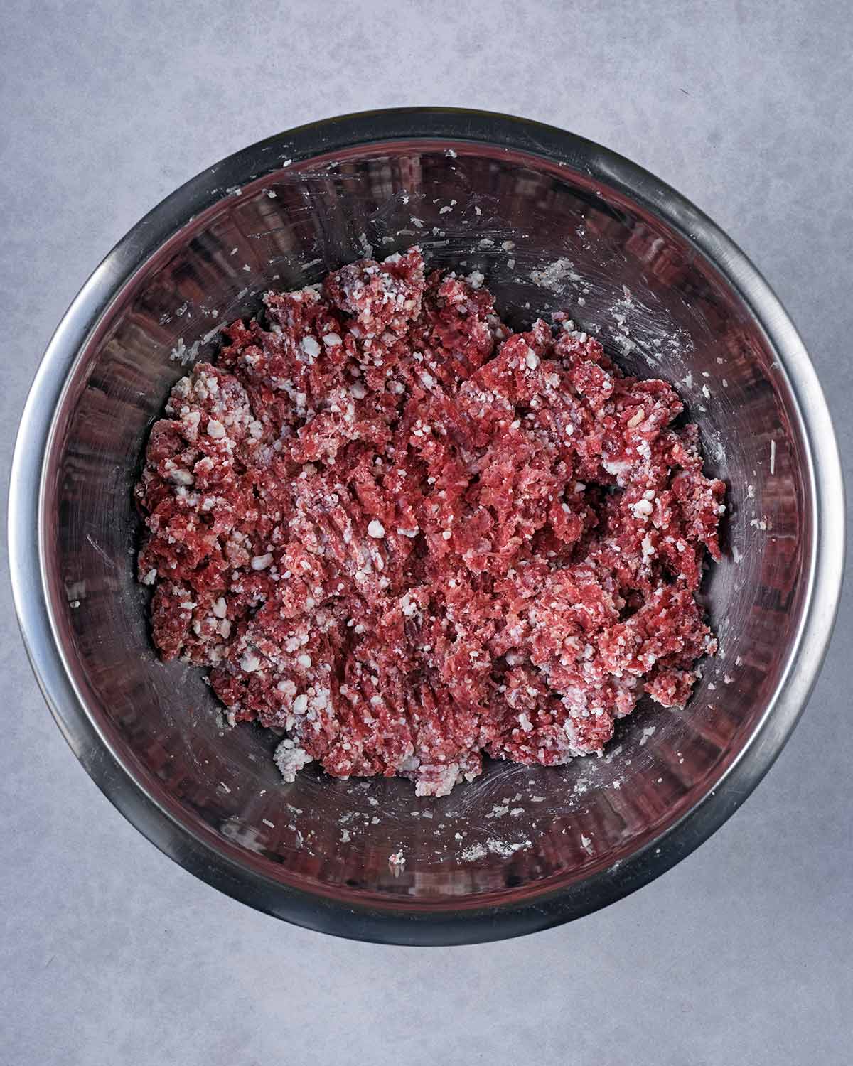 Everything mixed together in the bowl.