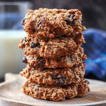 A stack of five healthy cookies.
