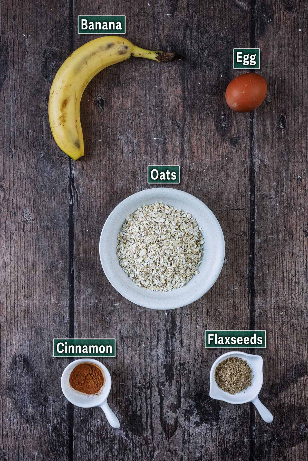All the ingredients needed for this recipe with text overlay labels.