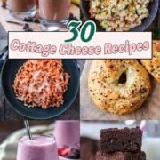 A collage of six cottage cheese recipes with a text overlay title.