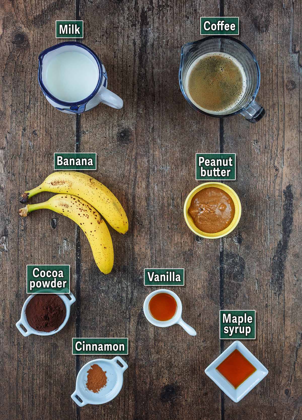 All the ingredients needed for this recipe with text overlay labels.