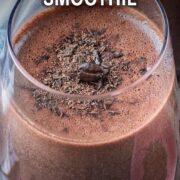 Coffee smoothie with a text overlay title.
