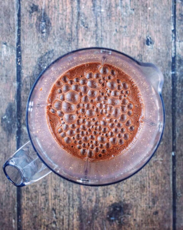 Everything blended together in the blender.