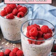 High fiber overnight oats with a text overlay title.