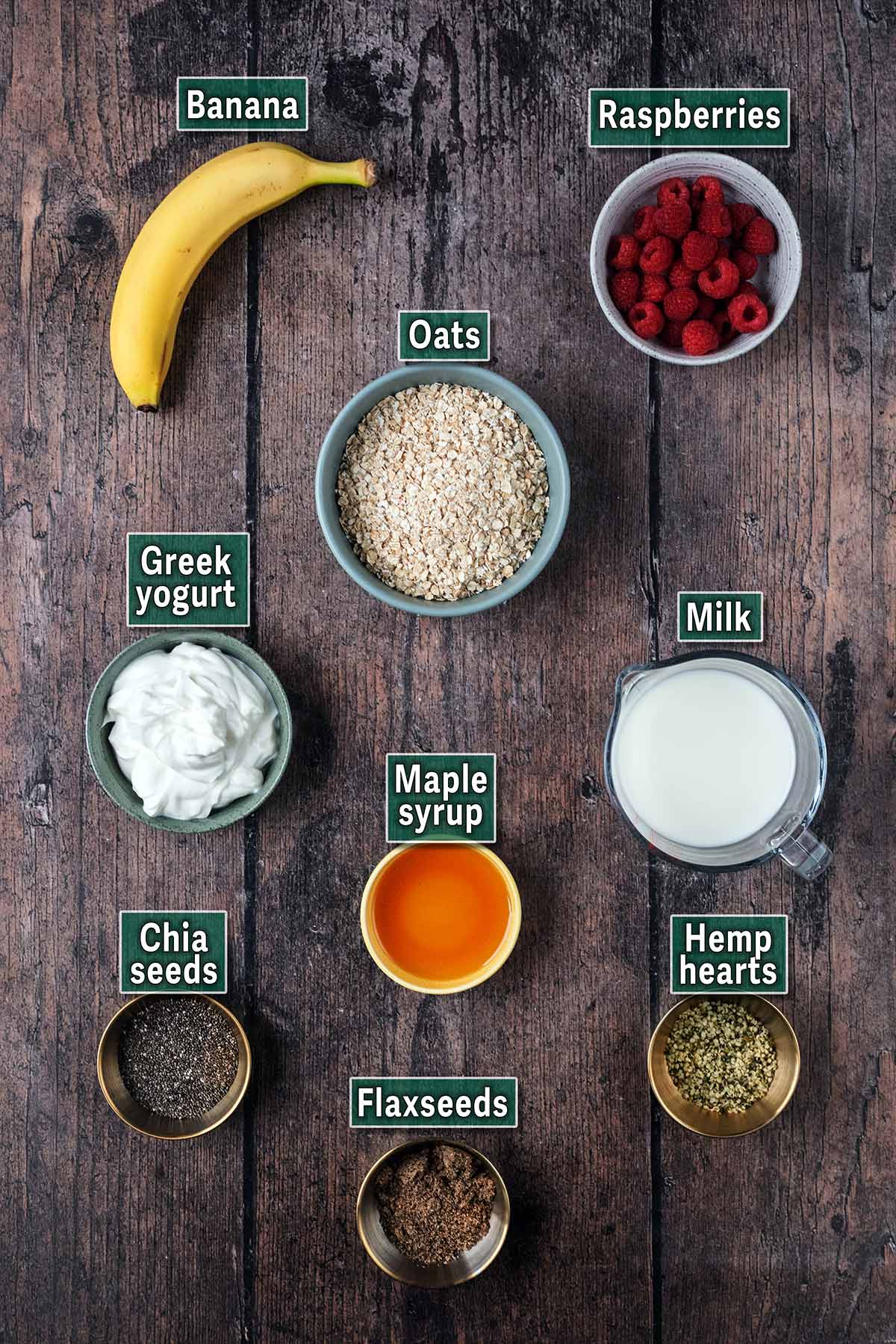 All the ingredients needed for this recipe with text overlay labels.