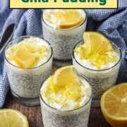 Lemon chia pudding with a text overlay title.