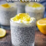 Lemon chia pudding with a text overlay title.