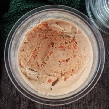 A tub of Ninja creami carrot cake ice cream.