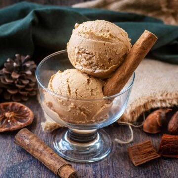 Ninja Creami Pumpkin Ice Cream in a serving glass.