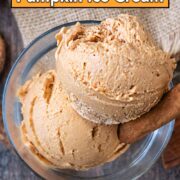 Ninja Creami pumpkin ice cream with a text overlay title.