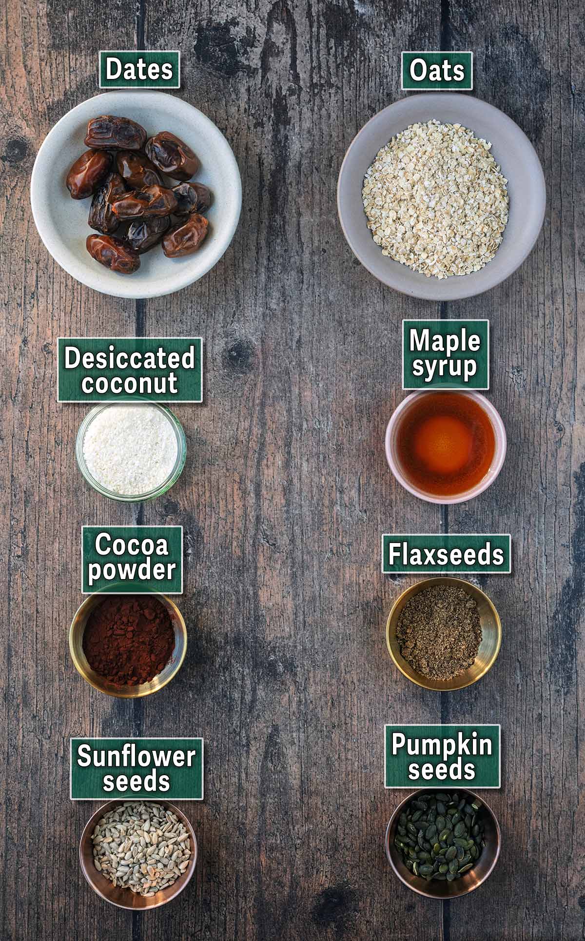 All the ingredients needed for this recipe with text overlay labels.