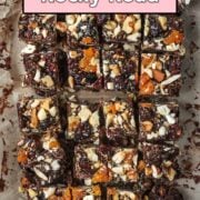 Superfood rocky road with a text overlay title.