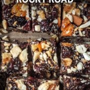 Superfood rocky road with a text overlay title.