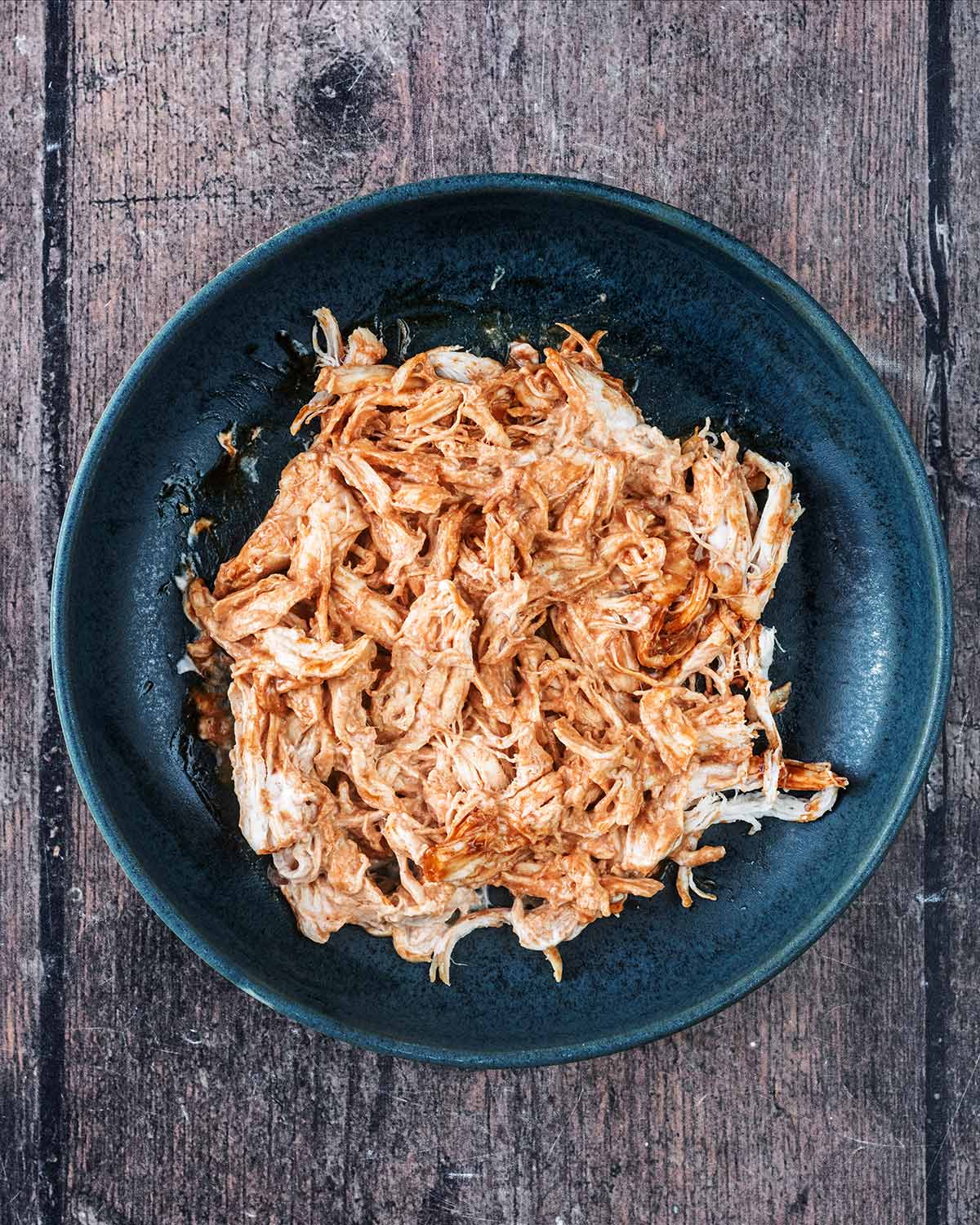 THe chicken, yogurt and barbecue sauce all mixed together.