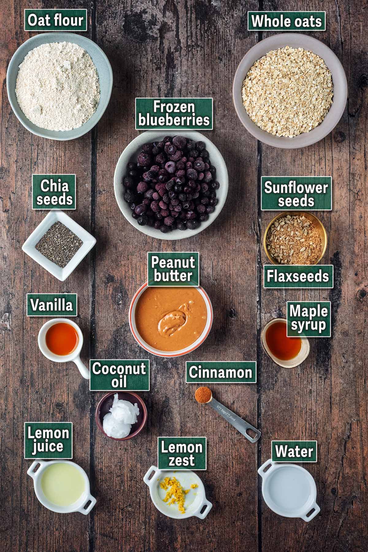 All the ingredients needed for this recipe with text overlay labels.