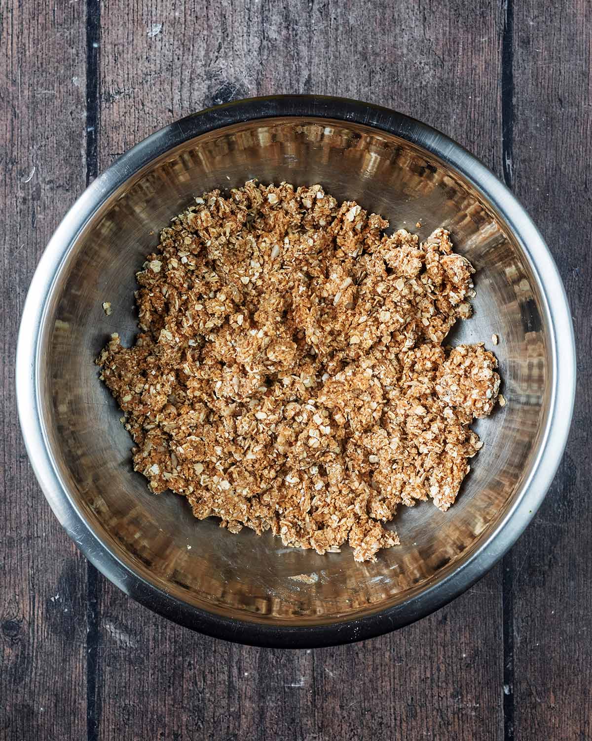 Everything combined in the mixing bowl.