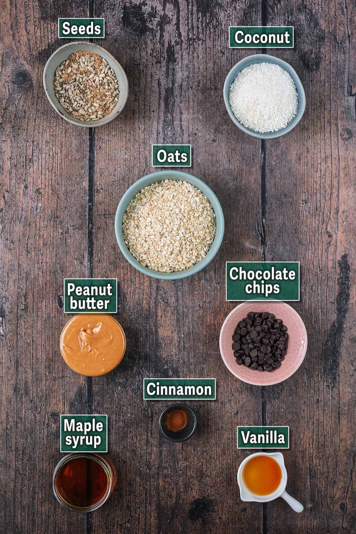 All the ingredients needed for this recipe with text overlay labels.