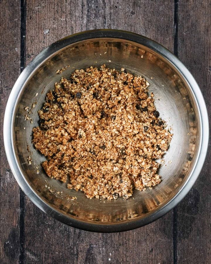 Everything mixed together in the bowl.