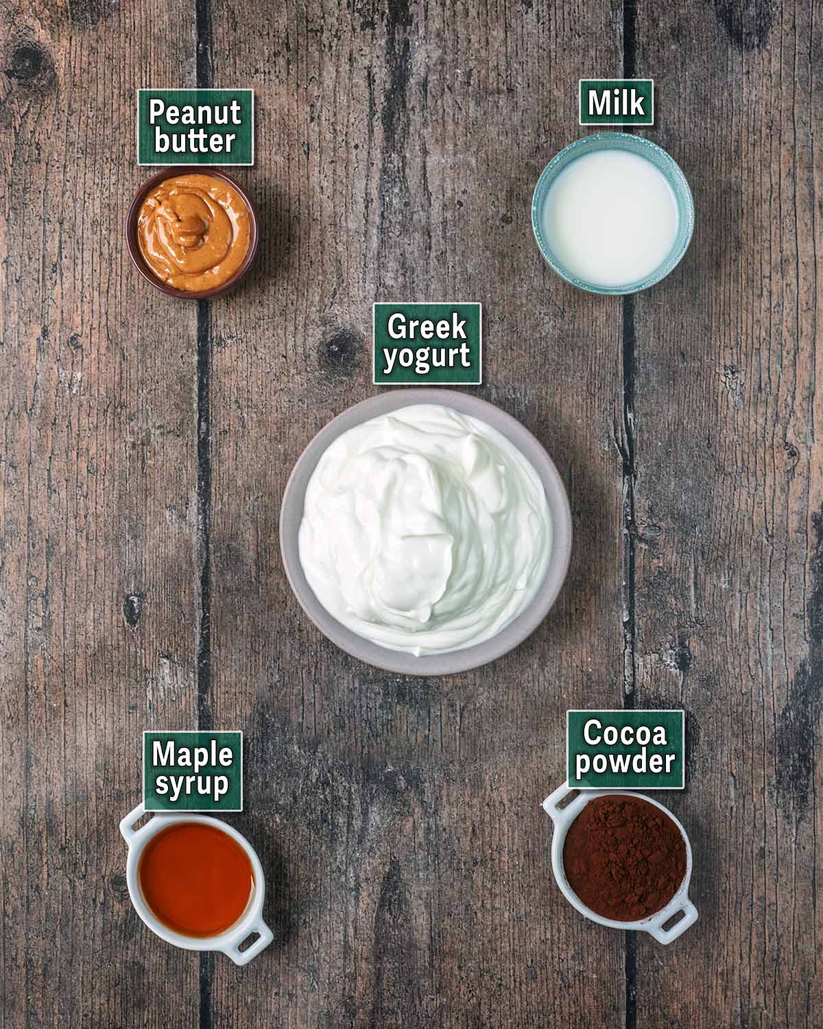 All the ingredients needed for this recipe with text overlay labels.