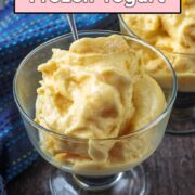 mango frozen yogurt with a text overlay title.