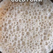 Protein cold foam with a text overlay title.