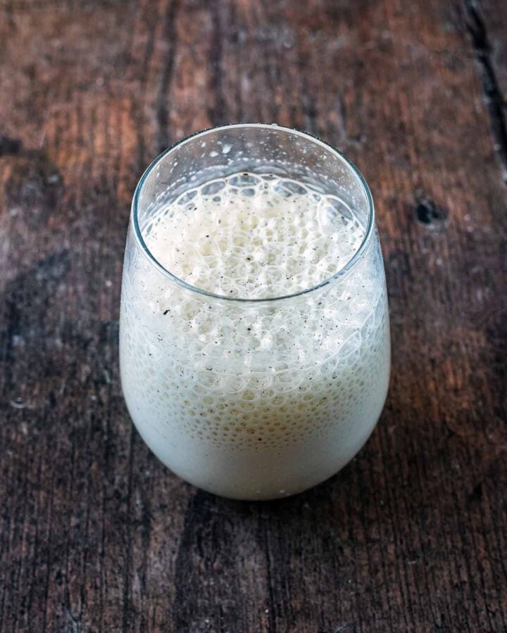 The milk and protein powder whisked together.