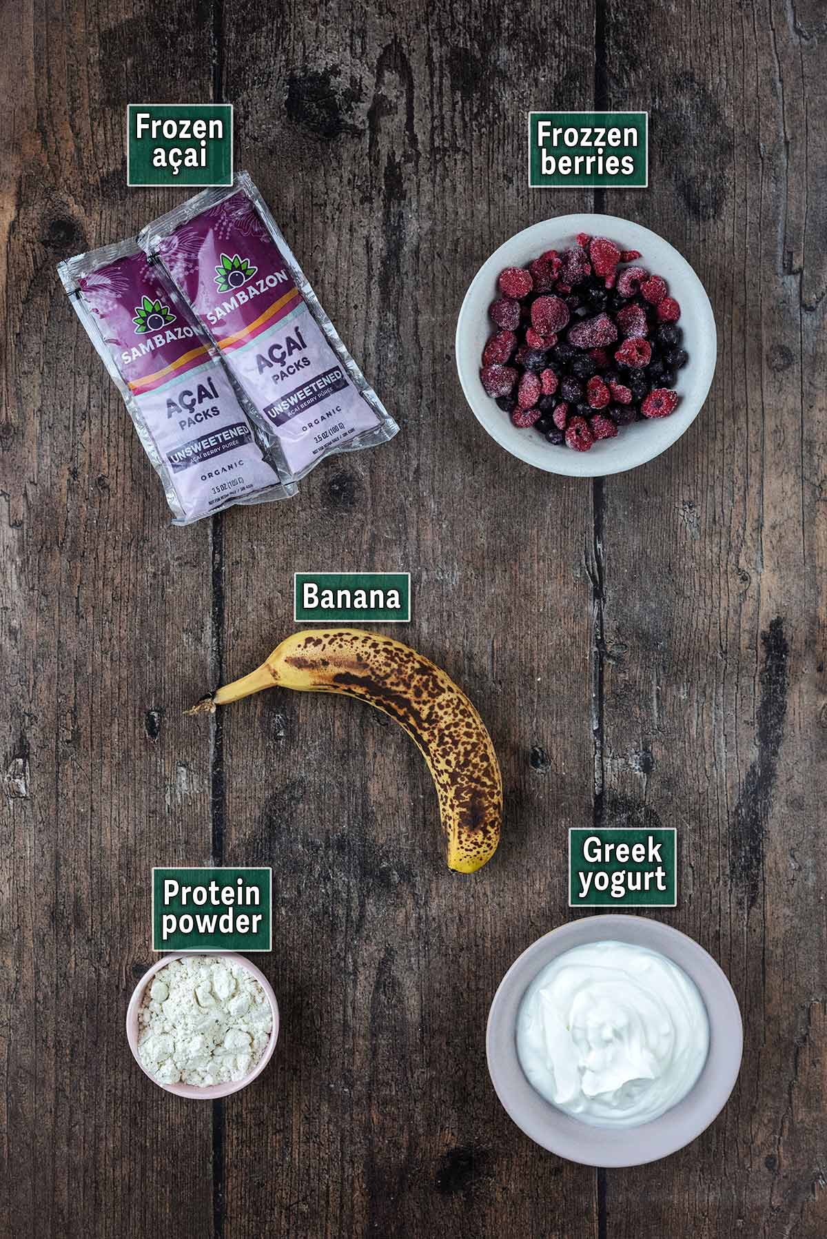 All the ingredients needed for this recipe with text overlay labels.