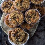 A stack of high protein banana muffins.
