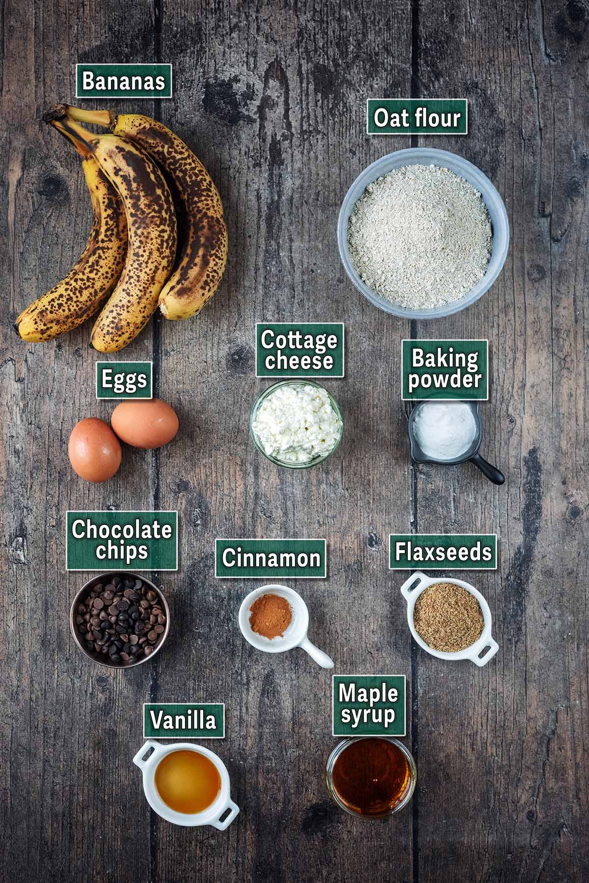 All the ingredients needed for this recipe with text overlay labels.