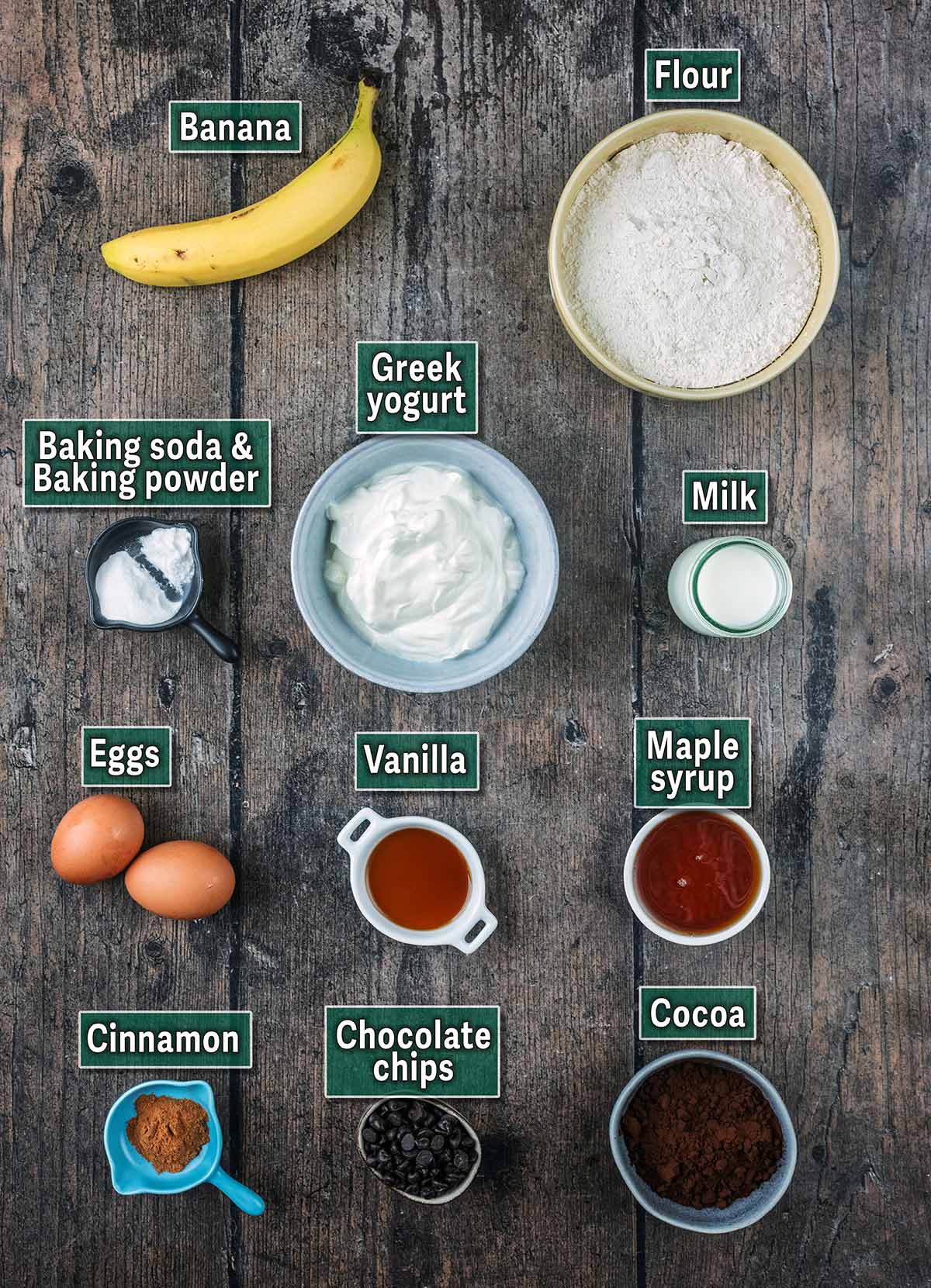 All the ingredients needed for this recipe with text overlay labels.