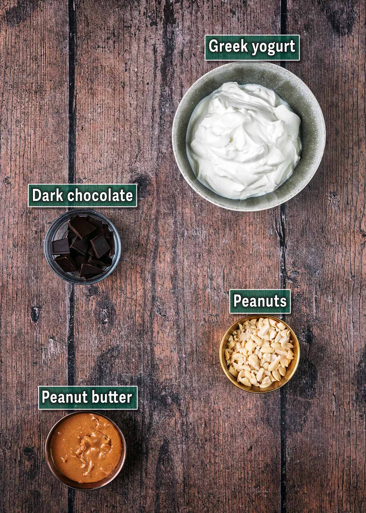 All the ingredients needed for this recipe with text overlay labels.