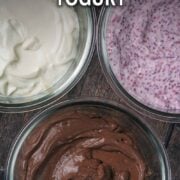 Floavoured yogurt with a text overlay title.