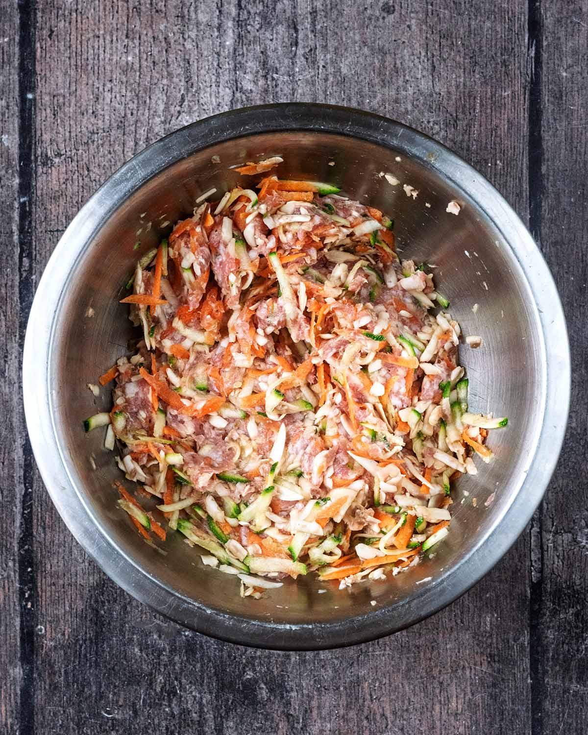 Everything mixed together in the bowl.