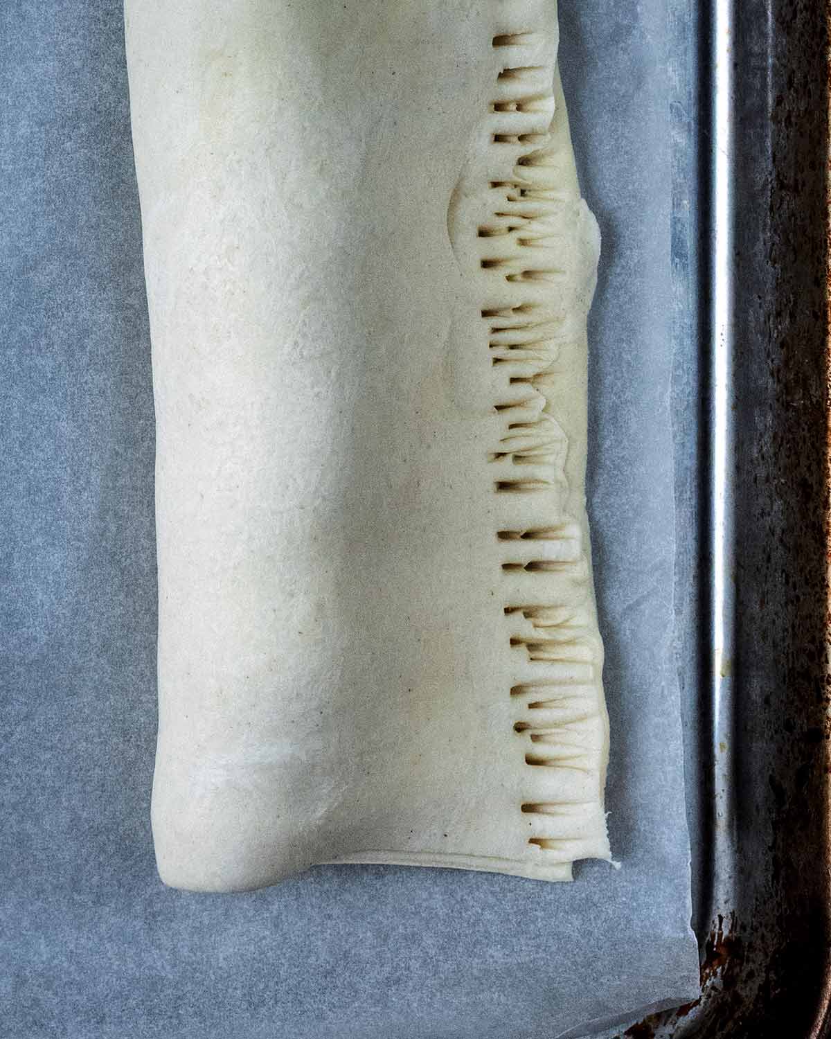 The edges of the rolls crimped with a fork.