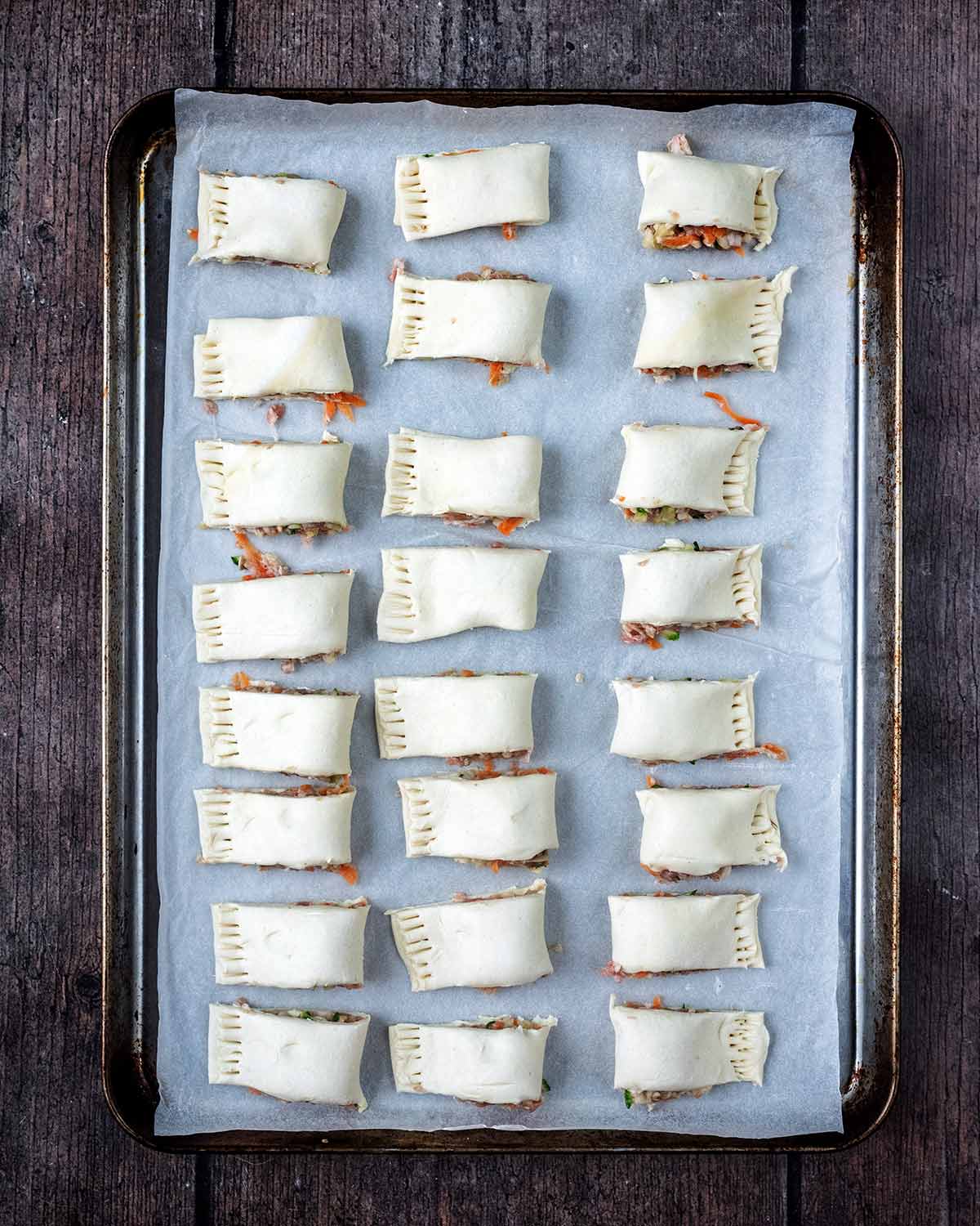 the rolls cut into twenty four mini rolls.