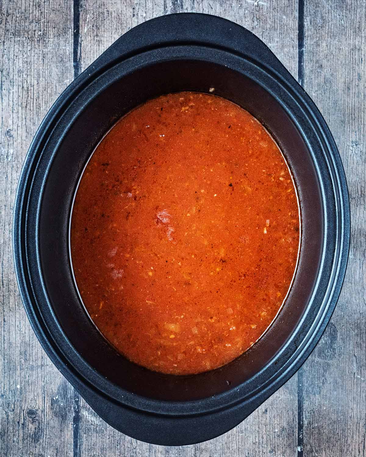 Everything cooked in the slow cooker.