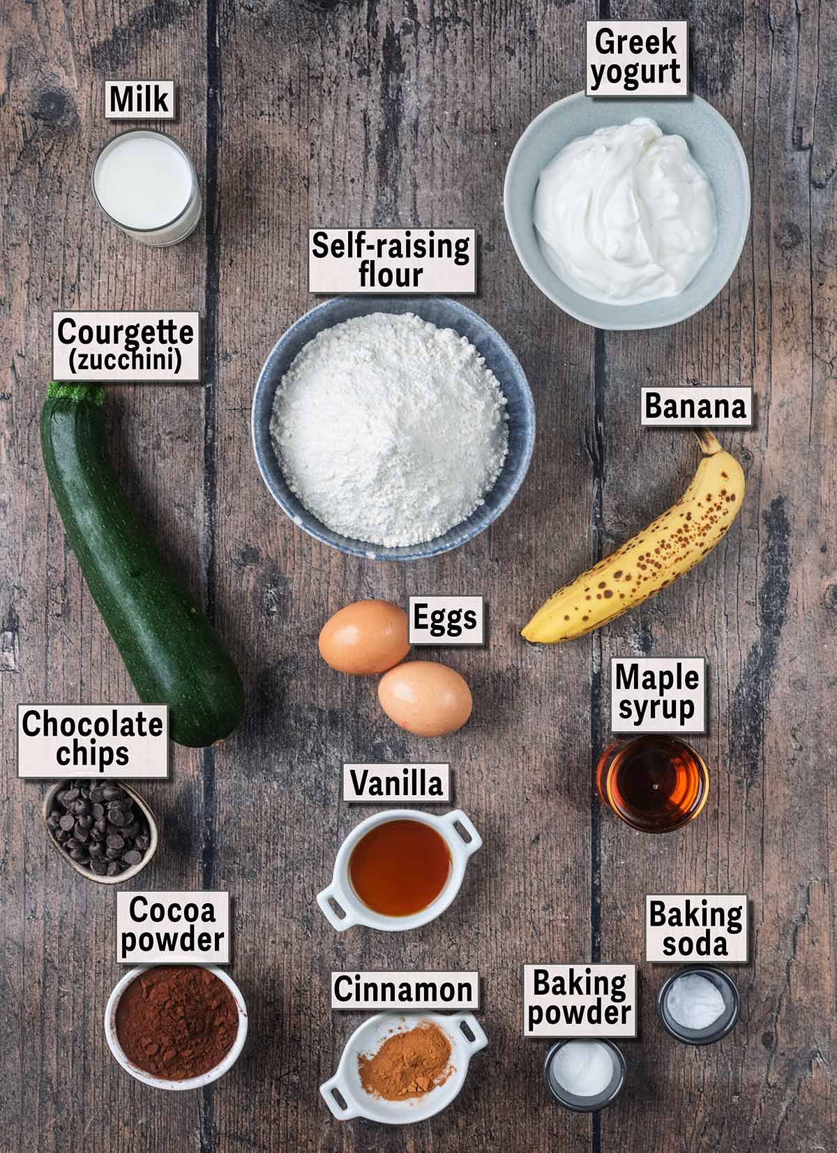 All the ingredients needed for this recipe each with text overlay labels.