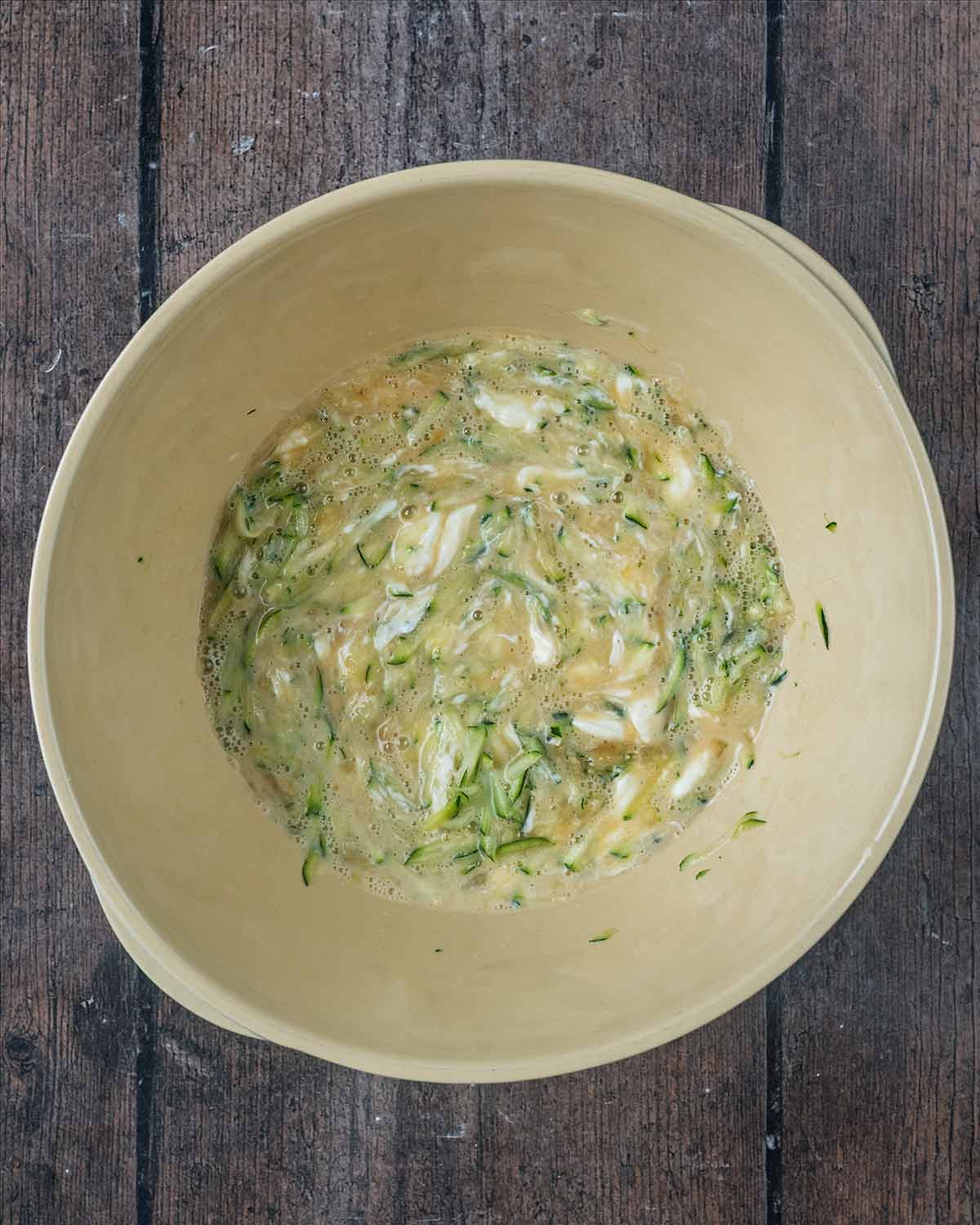 Everything mixed together in the bowl.