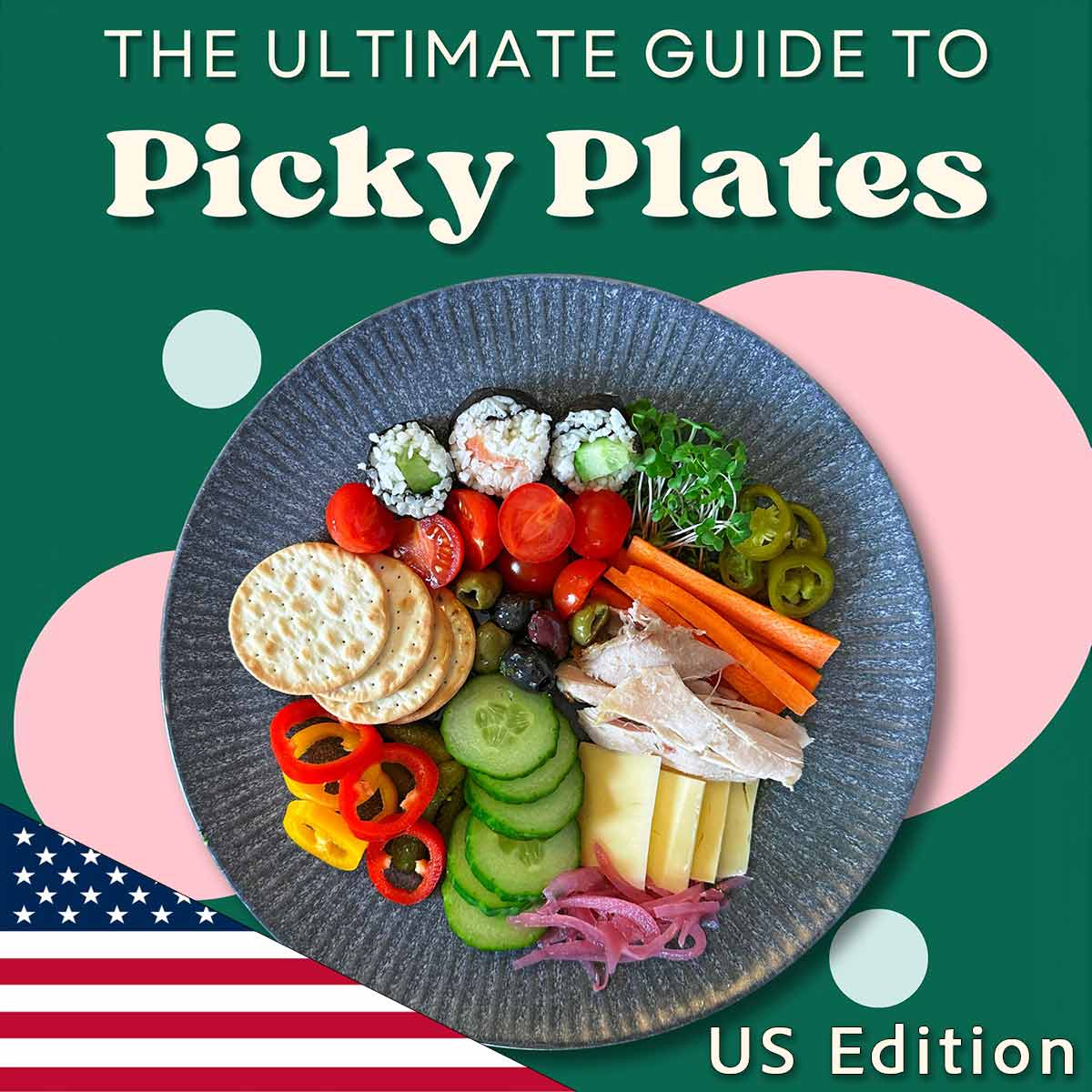 The front cover of the Picky Plate eBook with a US flag on it.